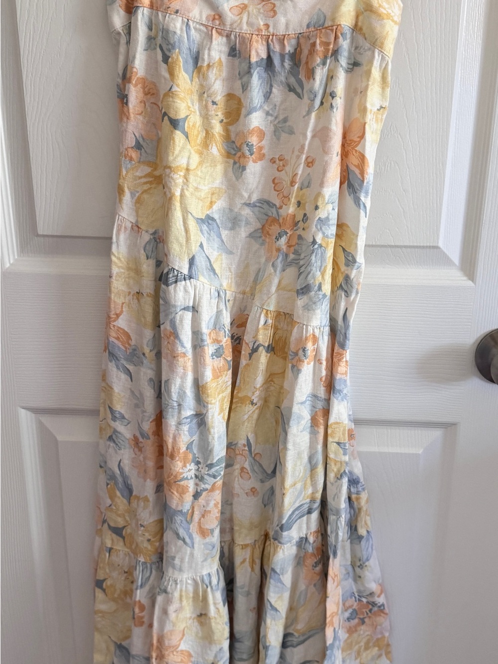 Abercrombie & Fitch Cream Linen Dress with Yellow and Blue Floral Accents - Picture 3 of 5